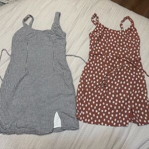 Abercrombie & Fitch Black Checkered and Red Polka Dot Mini Dresses
